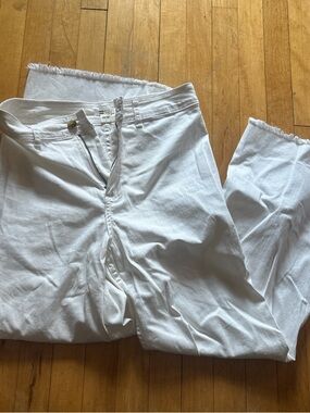 Billabong White High-Rise Flare Jeans with Frayed Hem